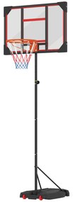 AIYAPLAY Coș de baschet pentru copii, coș de baschet pentru exterior pentru copii, ajustabil între 210-260 cm, cu role, peste 6 ani, Roșu | Aosom Romania