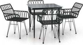 vidaXL Set mobilier de grădină, 5 piese, negru, poliratan