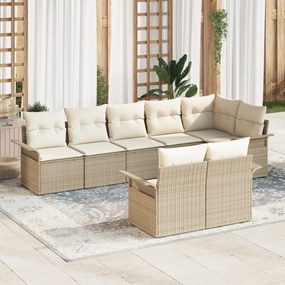 vidaXL Set de canapele pentru grădină cu pernă 8 pcs Bej Rattan poli