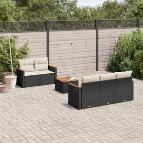 3225783 vidaXL Set mobilier de grădină cu perne, 6 piese, negru, poliratan