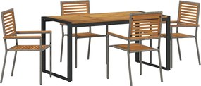 vidaXL Set de masă pentru grădină 5 pcs Gri și Brown poliratan