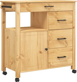 vidaXL Cărucior de bucătărie „MONZA”, 84x40x88,5 cm, lemn masiv de pin