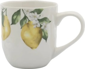 Cană din porțelan alb cu motiv lămâi, 9.5x9 cm, „Maison Citron"