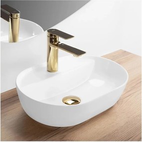 Lavoar pe blat Rea Aura oval 42 cm alb lucios