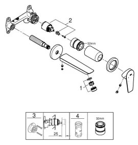GROHE 20474001 - Baterie pentru lavoar, montaj în 2 orificii, 177 mm, crom lucios
