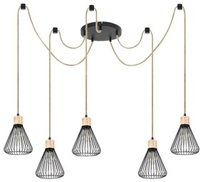 Lustra cu 5 pendule design industrial Farfalle negru