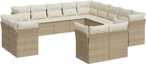 vidaXL Set canapele de grădină, 13 piese, cu perne, bej, poliratan