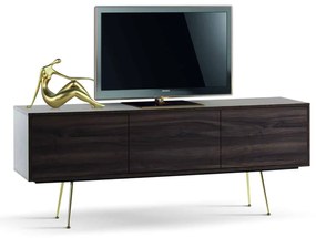 Comoda TV Limo, picioare aurii, deschidere push-pull - NEGRU