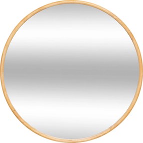 Oglindă de perete KIM cu ramă din lemn, Ø 75 cm