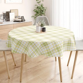 Goldea față de masă teflonată - carouri verzi și galbene - rotundă Ø 120 cm