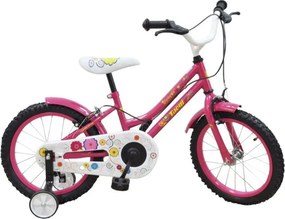 Bicicleta pentru copii NOVOKIDS My first Bike, roti 16" inch, maxim 35 kg, cadru din otel, roti ajutatoare, ghidon reglabil pe inaltime, Roz
