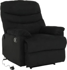 Fotoliu reglabil masaj, material textil catifea negru, LAMBERT