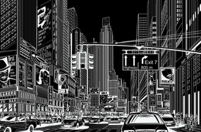 Fototapet, Cartoon City, Black, Rebel Walls