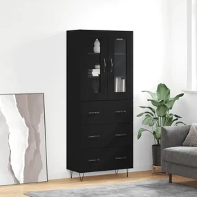 3198434 vidaXL Dulap înalt, negru, 69,5x34x180 cm, lemn compozit