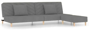 3081807 vidaXL Canapea pat 2 locuri, 2 perne&taburet, gri deschis, textil