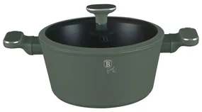 Oală cu capac 24 cm, 4.1L – Berlinger Haus Green Matte Collection BH 8201, verde, cu strat antiaderent din titan, design modern, compatibilă cu toate