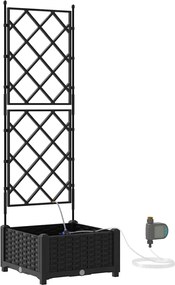 vidaXL Vază pentru Grădină Negru 40 x 40 x 126 cm Oțel