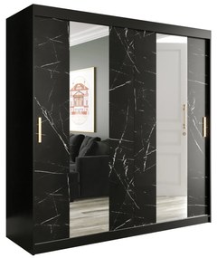 Dulap de haine 200 cm Marbelo P (mat negru + marmură neagră). 1064525
