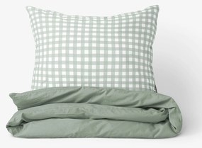 Goldea lenjerie de pat din 100% bumbac duo - carouri verde salvie cu verde salvie 150 x 200 și 50 x 60 cm