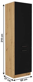 Dulap pentru frigider Monro 210 cm stejar artizan si negru mat