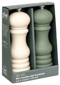Set rasnite Sensia, alb-verde, lemn, inaltime 17.5 cm, mecanism ceramic