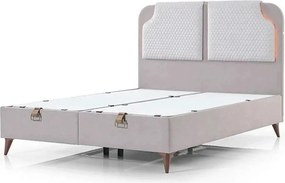 Pat AMBER 160x200, stofa catifelata grej - Wooly 70, cu somiera si spa