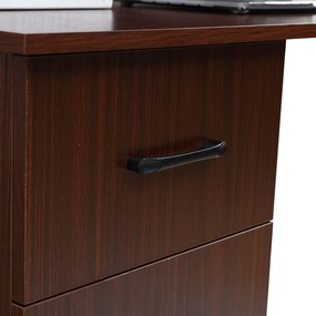 Birou cu 3 sertare si 3 rafturi reversibile, birou din lemn de 120 cm, culoare nuc HOMCOM | Aosom Romania