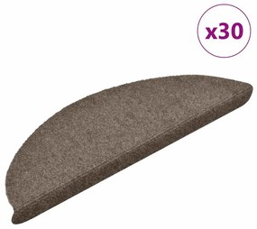 vidaXL Covorașe autoadezive pentru scări, 30 buc., 56x17x3 cm, bej, semirotunde
