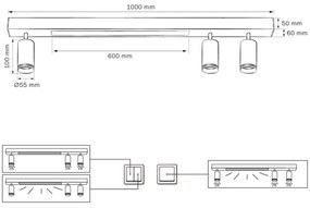 Plafonieră LED PARIS LED/24W/230V + 3xGU10/10W negru