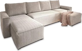 OFERTA Set de canapea in forma de U SMART COSARO bej deschis 295x140 cm calitate II