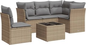 vidaXL Set canapele de grădină cu perne, 6 piese, bej, poliratan