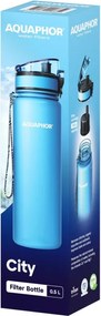 Sticla cu filtru pentru apa Aquaphor City 160046, 500 ml, Tritan, Carbune activ, Aqualen, Capac cu inchidere, Albastru glaciar