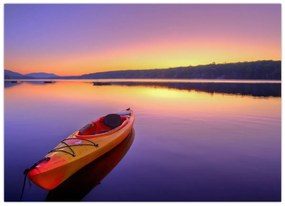 Tablou pe sticlă - Kayak pe lac (70x50 cm)