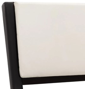 Cadru de pat cu LED, negru si alb, 90 x 200 cm, piele ecologica Alb si negru, 90 x 200 cm