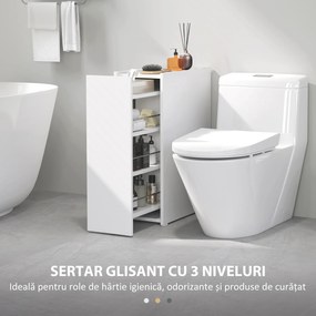 HOMCOM Dulap de Baie Economisitor din PAL Alb cu 3 Niveluri | Aosom Romania