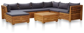 46683 vidaXL Set mobilier grădină cu perne, 8 piese, gri închis, lemn acacia