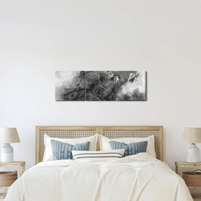 Tablou - Acuarelă papagali (cu ceas) (90x30 cm)
