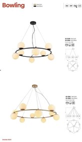 Lustră pe cablu BOWLING 6xE14/28W/230V auriu Redo 01-3157