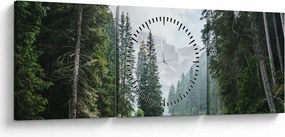 Tablou lacului în pădure (cu ceas) (90x30 cm)