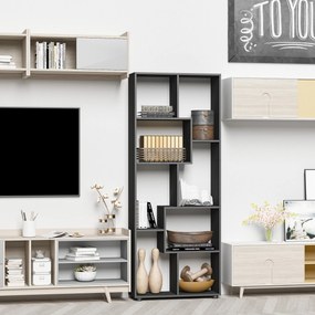 HOMCOM Bibliotecă cu rafturi Zig-zag Design Contemporan 70L x 24l x 178Î cm Panouri Particule negru | Aosom Romania