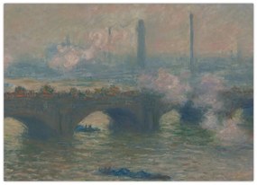 Tablou pe sticlă - Claude Monet, Waterloo Bridge, Gray Day, reproducere (70x50 cm)