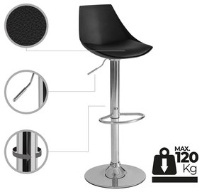 Scaune de bar negre cu înălțime ajustabilă 2 buc. din imitație de piele (înălțime șezut 56,5 cm) – Casa Selección