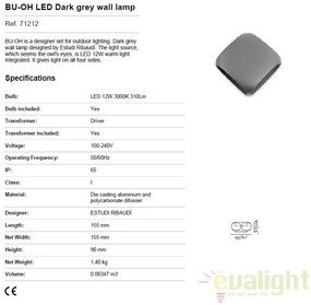 Aplica de perete exterior BU-OH LED gri IP65 71212