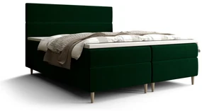 Pat matrimonial Boxspring 160 cm Flu (verde închis) ( cu saltea și sp. depozitare). 1046541