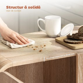 HOMCOM Comodă pentru Bucătărie, Mobilă cu Uși Soft-Close, Colțuri Rotunjite, Rafturi Reglabile, Stil Modern, Comodă pentru Living, Sufragerie, 157,4x39x82cm, Lemn Natural | Aosom Romania