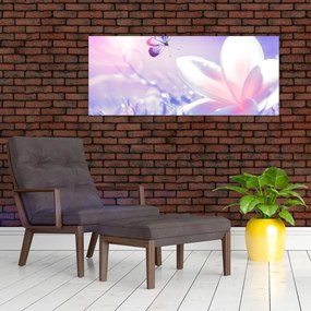 Tablou - Fluture lângă floare (120x50 cm)