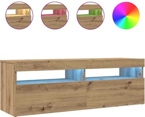 vidaXL Dulap TV cu LED stejar artizanal 120x35x40 cm lemn prelucrat