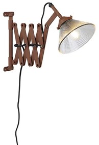 Lampă de perete extensibilă vintage rugină cu sticlă - foarfece sticlă