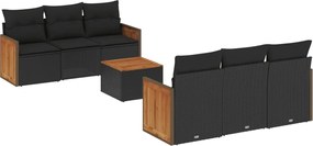 vidaXL Set canapele de grădină cu perne, 7 piese, negru, poliratan