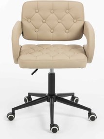 HR8403K Scaun Crem Piele Ecologica Premium Soft cu Bază Neagră